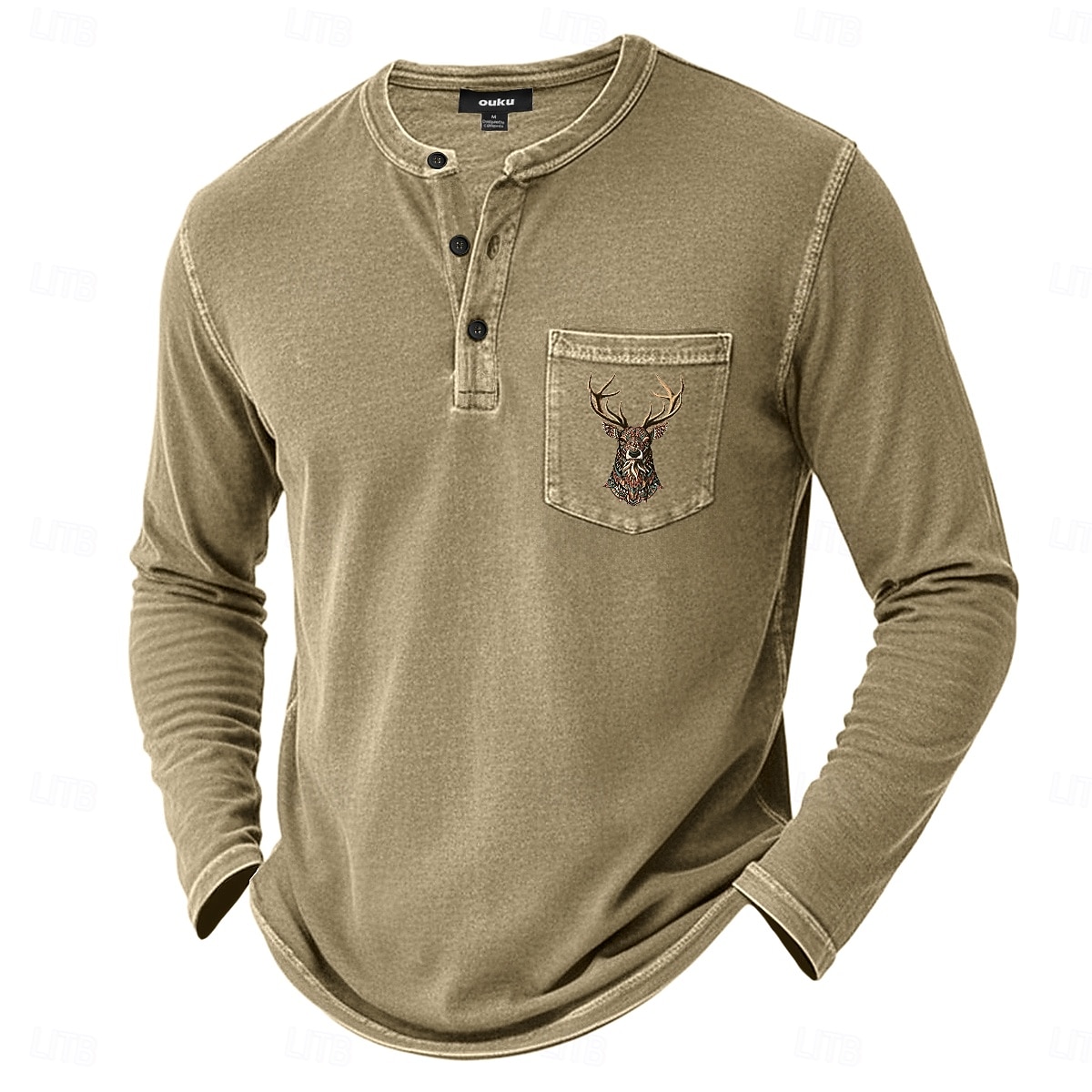 SoftFade™ Men's Henley Shirt 100% Cotton Acid Wash Shirt T shirt Tee Long Sleeve Vintage Retro Vintage Casual Distressed Pocket Garment Dyed Faded Henley Casual Spring Fall Purple Henley T-Shirt 2026 - $31.99 –P6