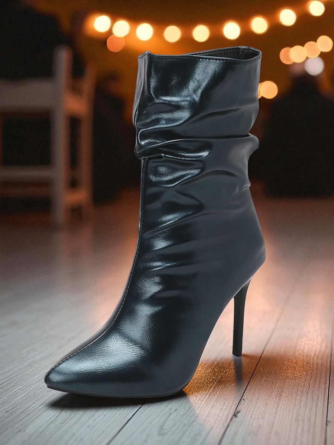 Bottines souples en similicuir noir pour femme - Chaussures de soirée à bout pointu et talon aiguille haut pour la vie nocturne et les soirées en boîte de 2025 ? $54.99 –P4