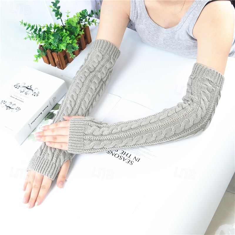 Naisten pitkät talvineulehihat, kynnettömät akryylikäsineet, lämpimät kädettömät neuleet syksyyn ja talveen, pitkät hihanlämmittimet 2026 - $10.99 –P11