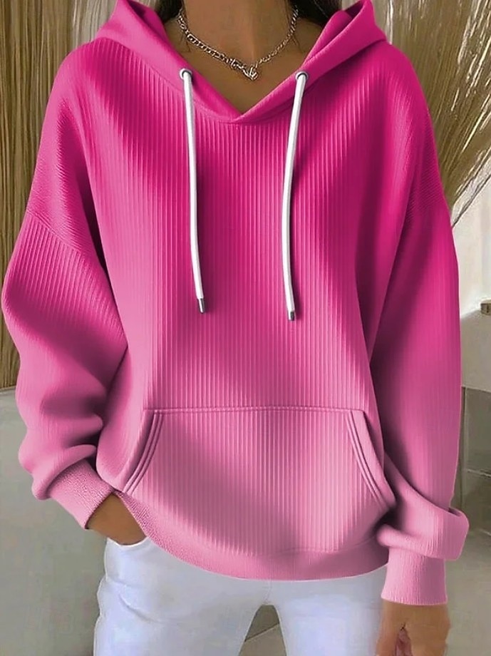 Women's Pullover Hoodie Sweatshirt Graphic Rainbow Abstract Casual Boho Long Sleeve Hooded Regular Tops Street Dailywear Print Front Pocket Maroon Pink Fall Winter 2025 - $26.99 –P2