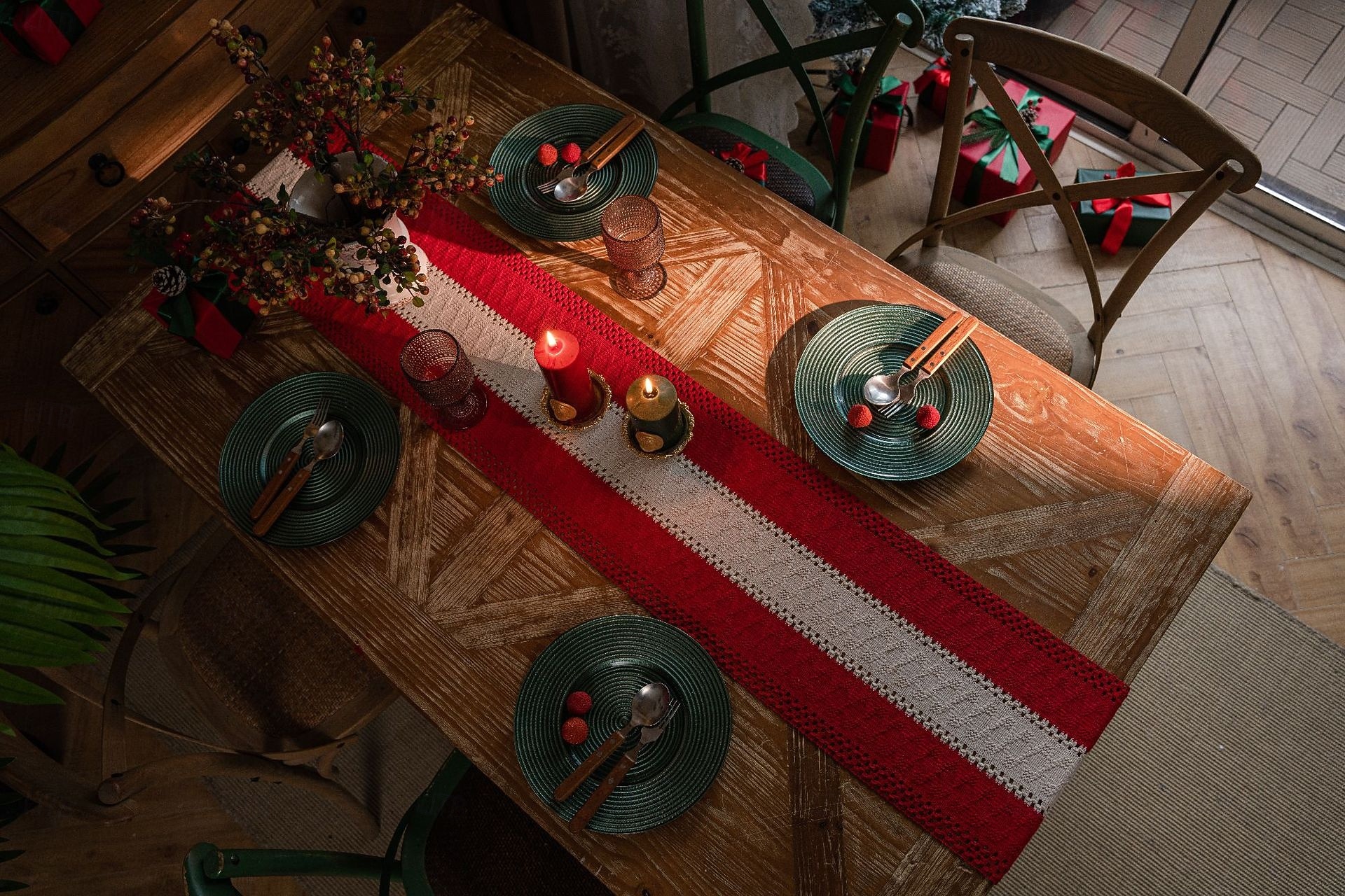 дорожка для стола из хлопка и льна в американском стиле, полосатая двухцветная ткань с кисточками, натуральный материал, праздничное украшение 2026 - $8.49 –P11