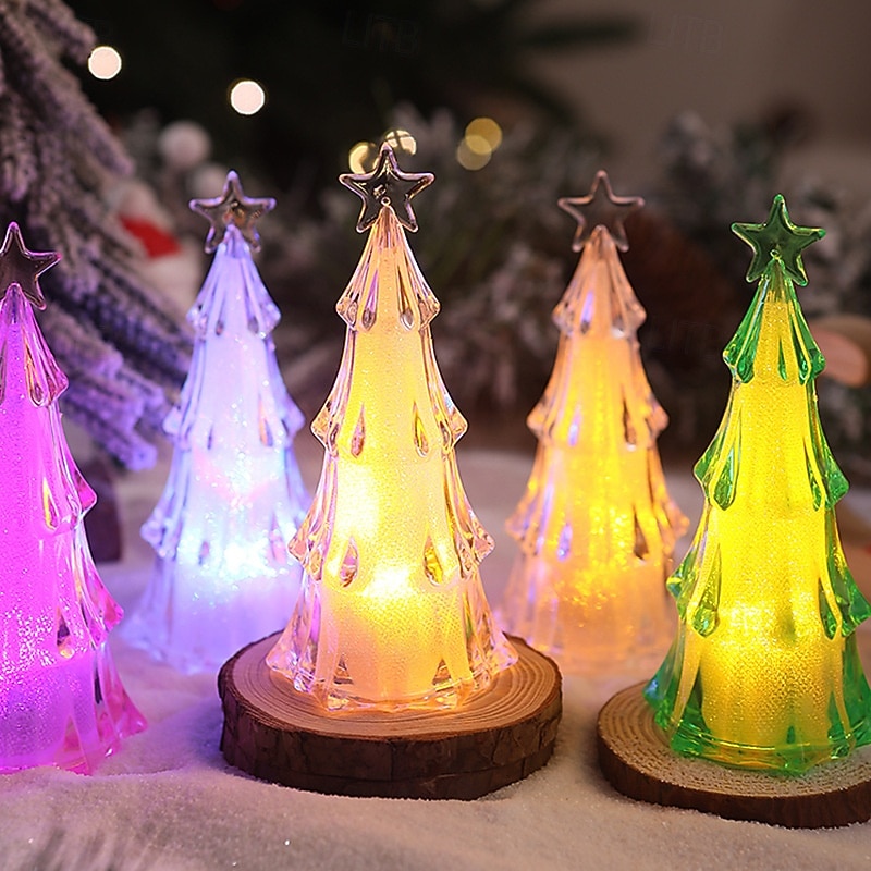 1 Pc 12.5 * 6CM Christmas Acrylic LED with Light Christmas Tree Night Light Indoor and Outdoor Party Desktop Decoration Ornament Light Colorful Warm Light AG10 * 3 Batteries 2025 - CAD $3.99 –P15