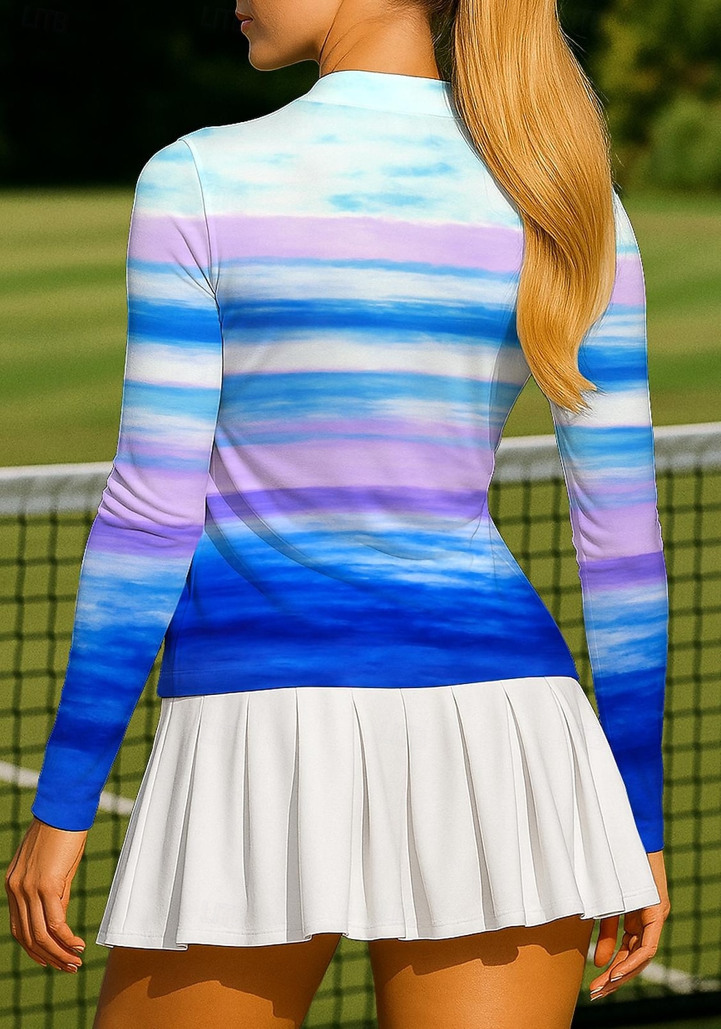Dame Geometrisk Gradert Stribe Topper Sportsskjorte Tennisskjorte Tennistopp Langermet Glidelås Blomster UPF50+ UV-bestandig Høy Elastisitet Fukttransport Pustende Volleyball Tennis Golf Rund Høy 2026 - $20.99 –P2