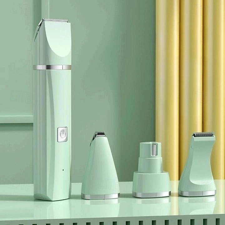 Profesjonelt 4-i-1 oppladbart hundeklippesett, støysvak trådløs kjæledyrklipper for ansikt, poter, ører, tånegler, katt &trimmer for smådyr 2025 - $35.99 –P1