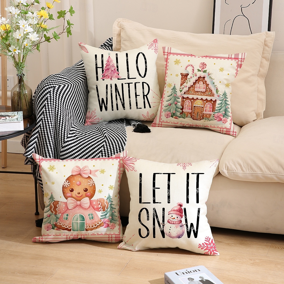 рождественские наволочки, пряничный человечек &Декоративные подушки с алфавитным принтом, праздничные подушки для дивана &домашний декор 2025 - $4.99 –P5