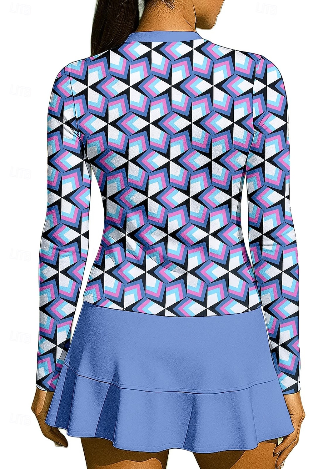 Dames Geometrisch Sportshirt Tennisshirt Tennistop Lange mouw Vetoketju Bloemig UPF50+ UV-bestendig Hoge Elasticiteit Vochtregelerend Ademend Volleybal Tennis Golf Opstaand Rits kraag Hemd Sweatshirt 2026 - $20.99 –P2