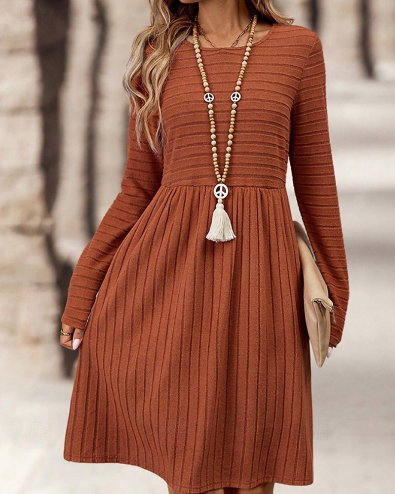 Dames Mini-jurk Casual jurk Modern Buiten Vakantie Dagelijks Normale pasvorm Effen Lange mouw Strakke ronde hals Zwart Marineblauw Donkergroen Oranje Lente Herfst 2025 - $23.99 –P8