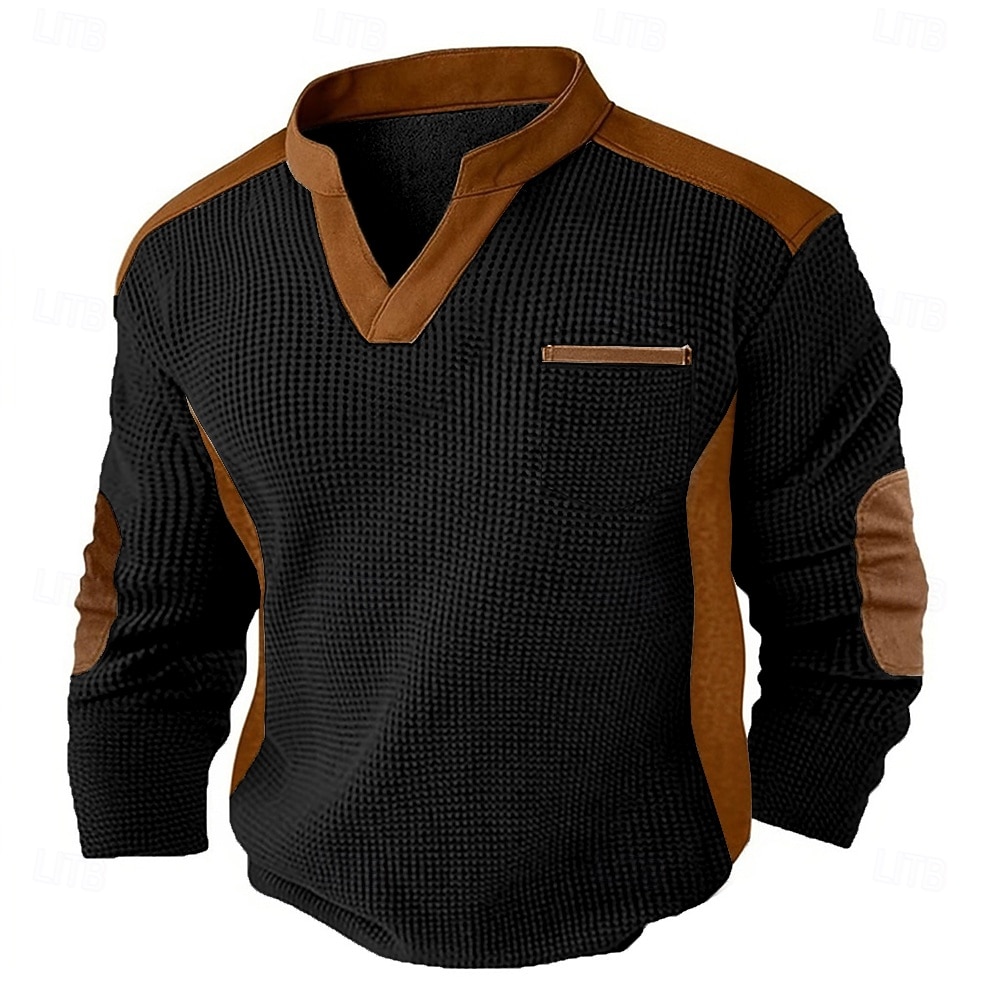 Ανδρικά Μπλουζάκι βάφλας Ανδρικά Πουκάμισα με Επιθέματα Αγκώνα Μακρυμάνικο Λαιμόκοψη V Άνοιξη & Χειμώνας Όλες οι εποχές Συμπαγές Χρώμα Με Υφή Μοντέρνα Βασικό Καθημερινό Τσέπες Causal Δρόμος Αθλητικά 2026 - $25.99 –P4
