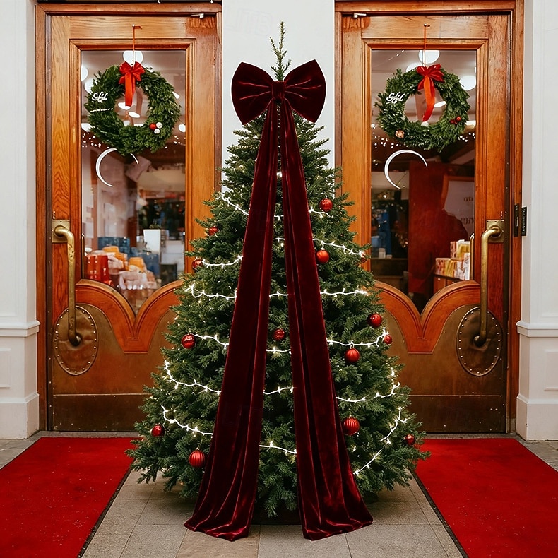 Christmas Extra Large Velvet Bows Christmas Tree Topper Burgundy Holiday Decoration Hanging Ornament for Xmas Tree, Festive Bow for Home Party Decor 2026 - $23.99 –P8
