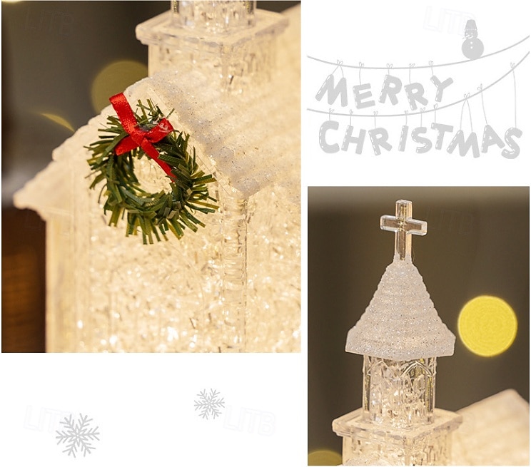 Christmas Transparent House LED Wind Light Indoor Bedroom Living Room Dining Room Study Room Church Desktop Decorative Light Pendant Light AAA Battery Box 21.5CM/8.46Inch 2025 - CAD $16.99 –P5