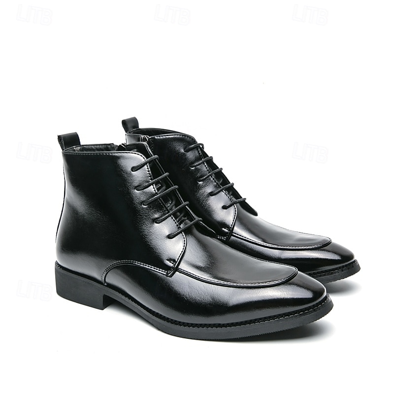 stivaletti chelsea da uomo neri lucidi con finitura lucida, eleganti scarpe eleganti slip-on per eventi formali, abbigliamento da ufficio e occasioni speciali del 2026 a $59.99 –P1