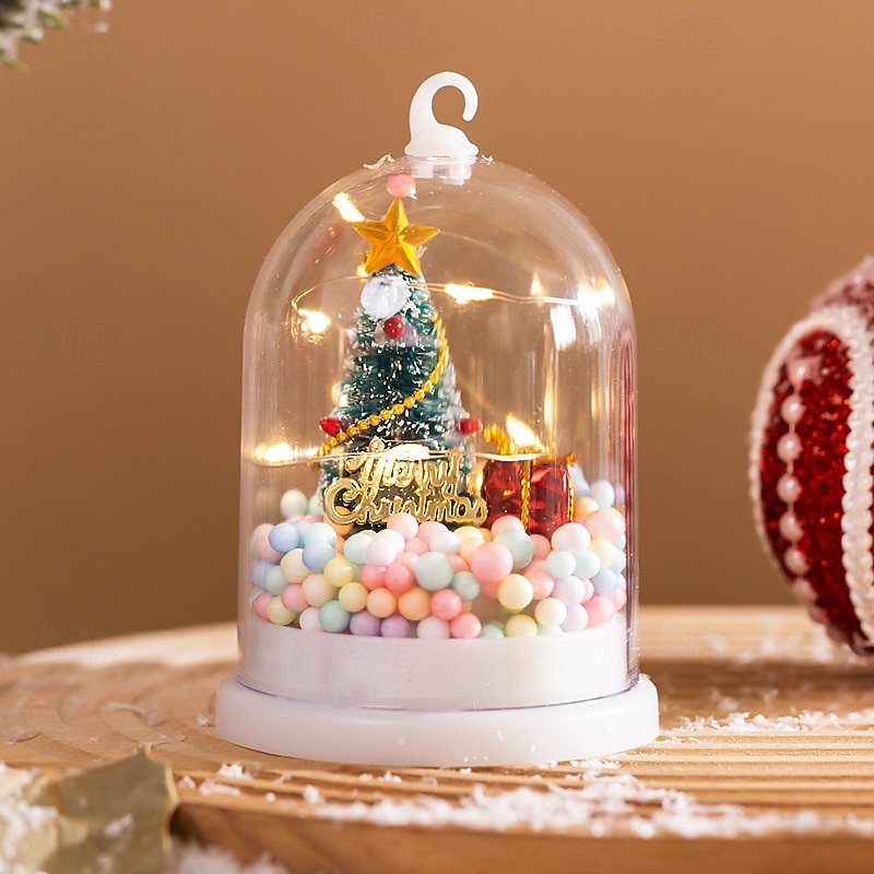 1 pieza 11 * 7,2 cm árbol de Navidad brillante flor plateada regalo luz de noche escritorio árbol de Navidad escena de nieve adorno luz ag10 * 3 baterías 2025 - GBP £3 –P3
