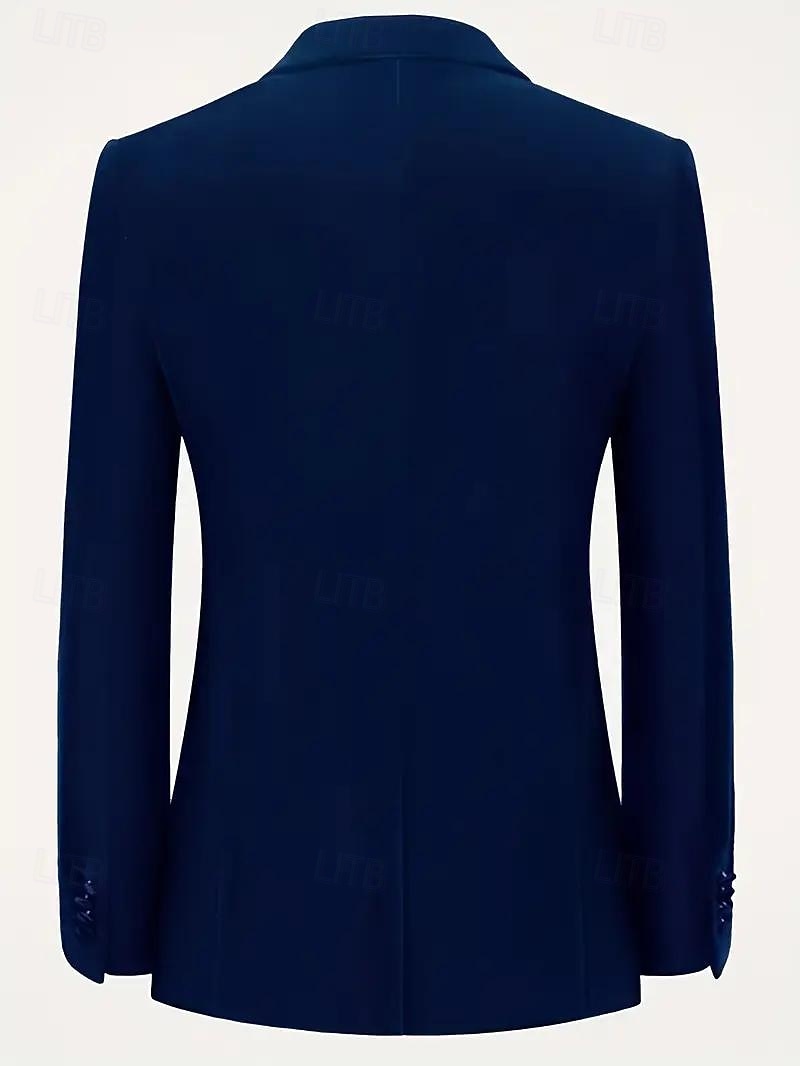 Herren Blazerjacke Notch-Kragen Lässig Einfarbig Blazer Schwarz Dunkelblau Figurbetonter Schnitt Einreihig Zwei-Knöpfe 2025 - $90.99 –P4