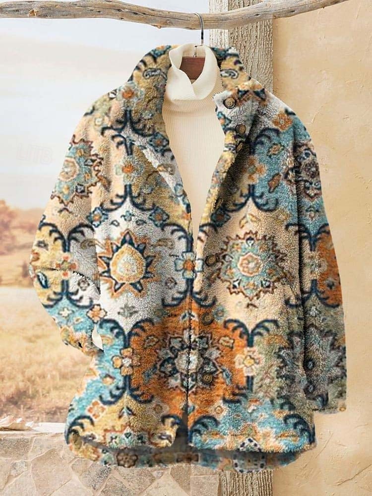 Damen Fleecejacke Freizeitjacke Bequem Atmungsaktiv Tasche Druck Lässig Blumen Urlaub Straße Lässig Alltagskleidung Reisverschluss Regulär Umlegekragen Lässiger Schnitt Langarm Oberbekleidung Schwarz 2026 - $43.99 –P2