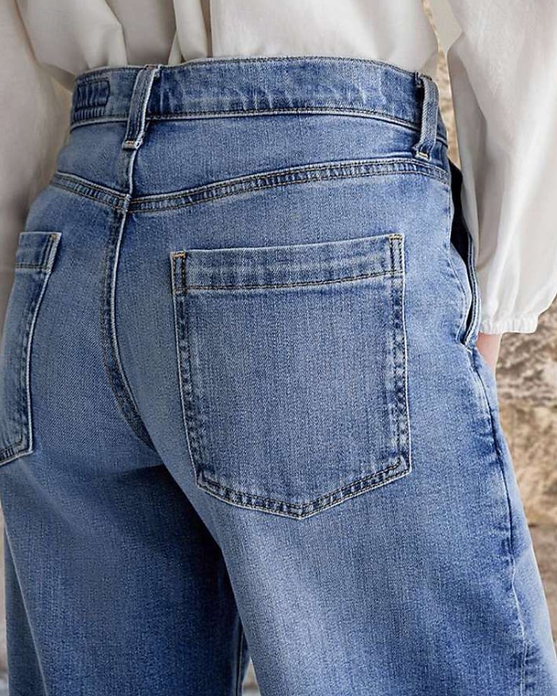 Per donna Jeans Gamba larga Moda Streetwear Casual Lunghezza intera Vita media Semplice Tasca Confortevole Micro-elastico All'aperto Vacanza Streetwear Blu Primavera Autunno Vestibilità comoda del 2025 a $15.99 –P4