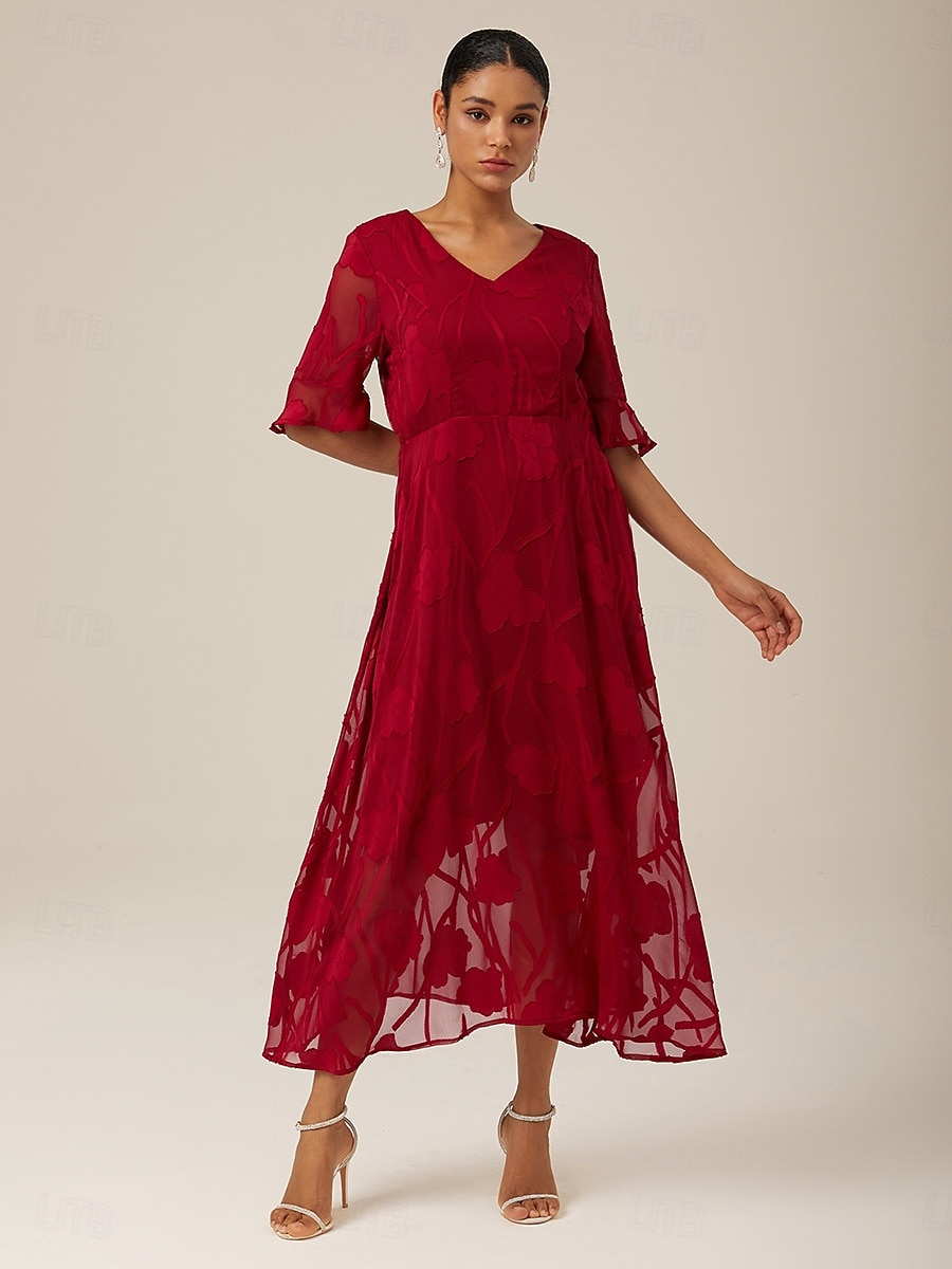 Dames Maxi-jurk Cocktail jurk Bruiloft gast jurk Semi-formele jurk A lijn jurk Elegant Werk Verjaardag Flutter mouw Bruiloft gast Cocktailparty Formele avonden Normale pasvorm Effen Kleur Effen Halve 2025 - $59.99 –P14