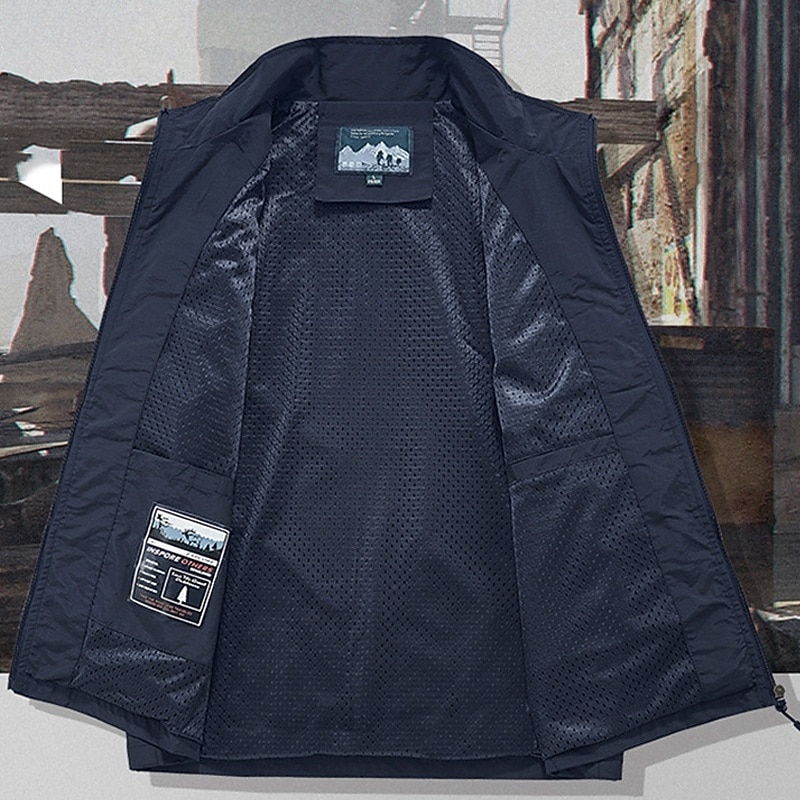 Homens colete ao ar livre Colete colete de pesca Ao ar livre Diário Moda Casual Primavera Outono Bolsos Poliéster Confortável Tecido Zíper Colarinho Chinês Normal Preto Laranja Cáqui Verde Tropa de 2026 por $31.99 –P3