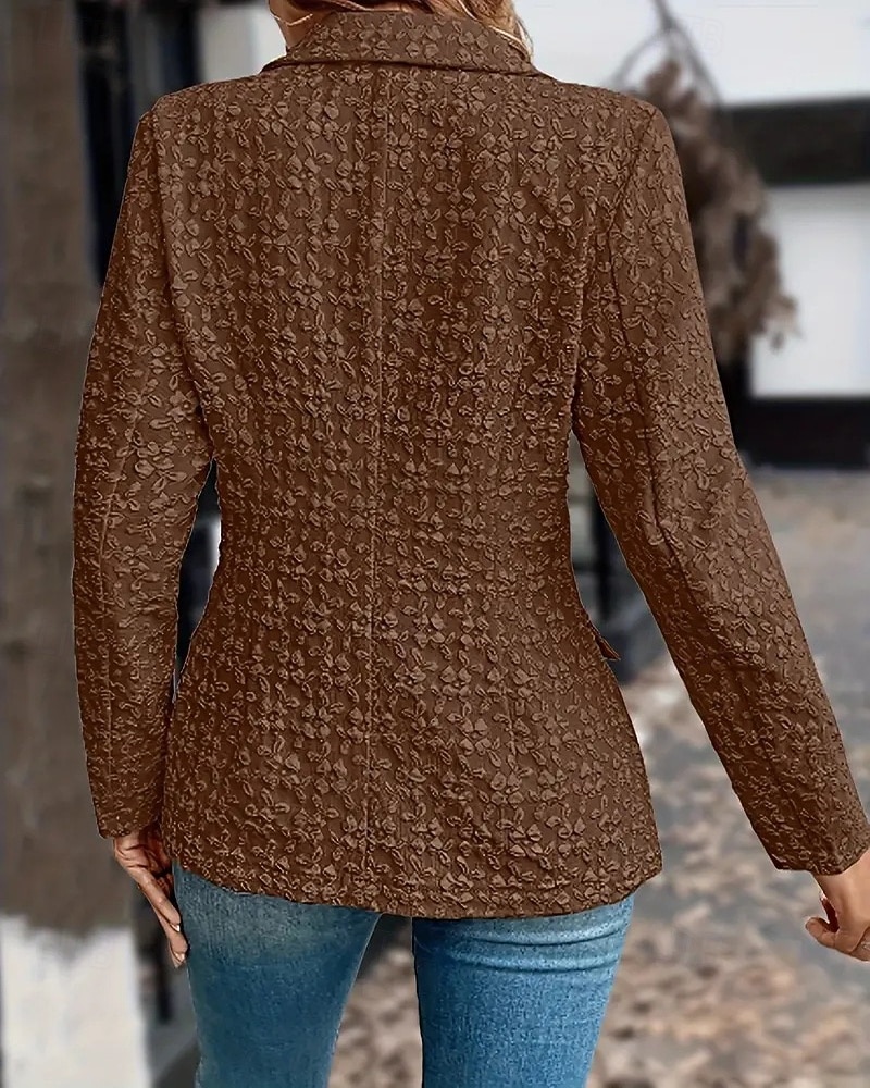 Dam Kavaj Bekväm Mönster Elegant Mode Utomhus Blomma Utekväll Ledigt / vardag Helgen Cardigan Normal Kavajslag Normal Långärmad Ytterkläder Svart Rubinrött Blå Vår Höst 2025 - $25.99 –P3