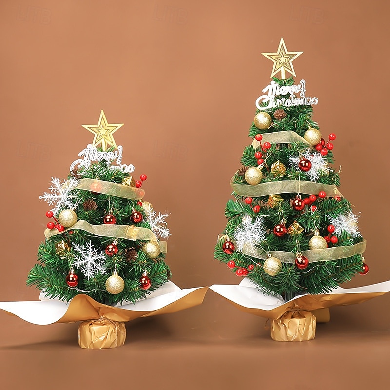Tabletop Christmas Tree with Lights 45cm, Pink/Green Artificial Christmas Tree Mini Small Xmas Tree, with Christmas Ball Ornaments for Holiday Indoor DIY Christmas Decoration Gifts 2025 - CAD $18.9 –P4