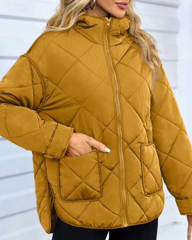 Mulheres Casaco de inverno Casaco com capuz Manter Quente Confortável Zíper Bolsos Hem irregular Casual Tecido Férias Casual Roupa Diária Final de semana Longo Com Capuz Normal Manga Longa agasalhos de 2025 por $65.99 –P1