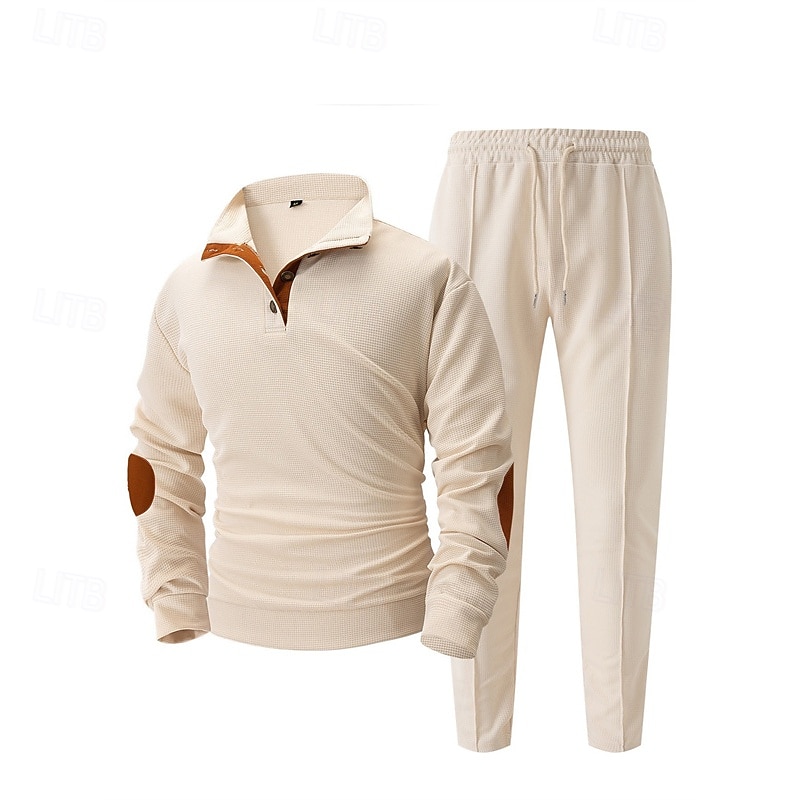 Herre Genser Joggedress Antrekkssett Høy krage utendørs Daglig Sport Snorer Lomme Fargeblokk Svart Hvit Kongeblå Polyester Sportsklær Mote Gatemote Vår 2026 - $46.99 –P2