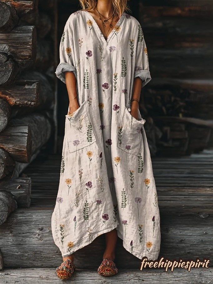 Women's Maxi Dress Boho Sundress A Line Dress Vacation Casual  Birthday Daily Holiday Loose Fit Floral Long Sleeve V Neck Yellow Red Blue Purple Spring Fall 2026 - $37.99 –P5