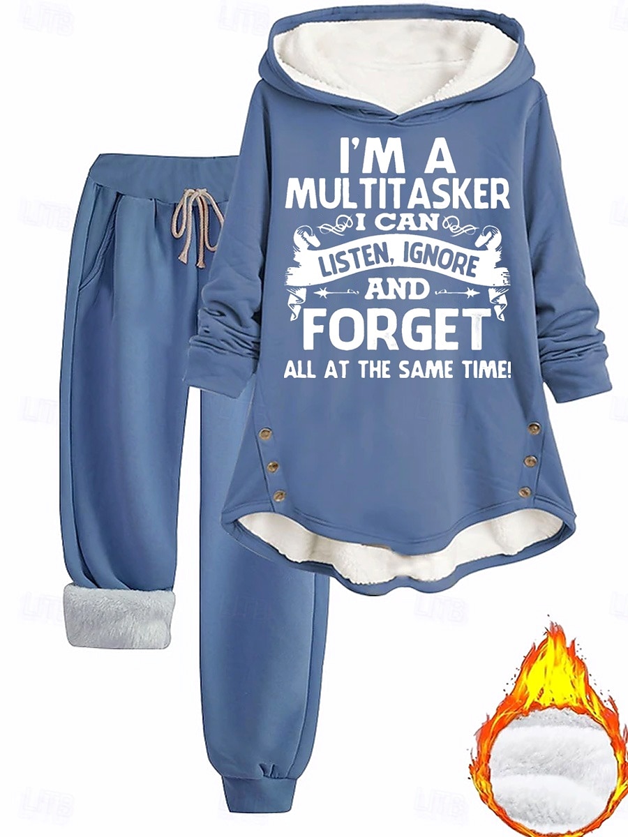 2025年 女性用 日常 パーカー 長袖 フード付き グラフィック レタード ドローストリング プリント カジュアル 日常 ダスティローズ ブルー グレー 秋 ルーズフィット  コレクション – $47.99 –P1