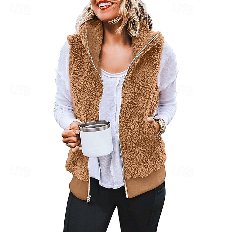 Mujer Chaqueta casual Cómodo Transpirable Cremallera Bolsillo Casual Plano Vacaciones Calle Casual Ropa Cotidiana Cremallera Corto Regular Con Capucha Ajuste regular Sin Mangas Ropa de calle Negro 2025 - $28.99 –P3
