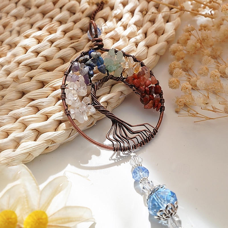 Adorno colgante atrapasol de árbol de la vida de cristal, colgante de cristal para jardín, patio, porche, balcón, decoración interior y exterior, regalo perfecto y decoración del hogar. 2026 - $9.99 –P9