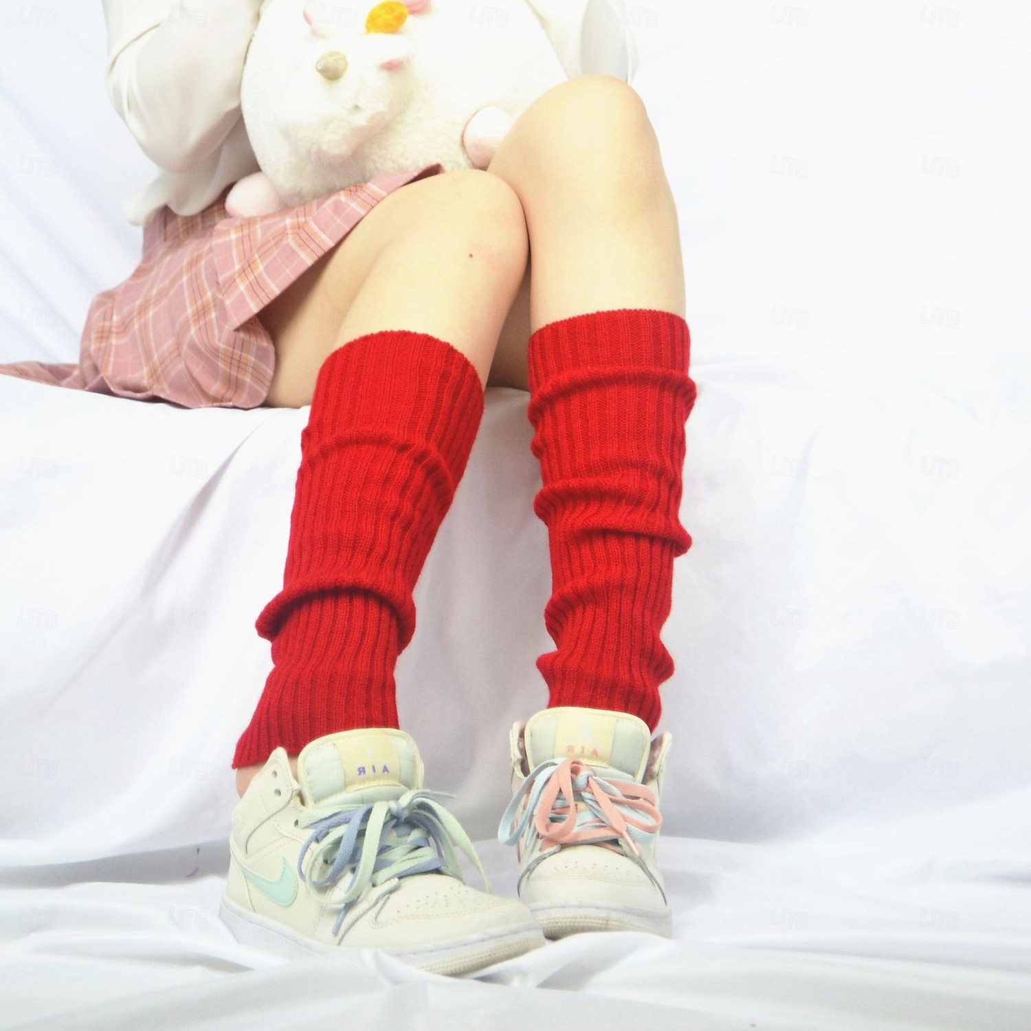 Stickade benvärmare och knästrumpor för kvinnor, höst- och vintermode neon akrylleggings, snygga långa strumpöverdrag, varma stickade plagg i koreansk stil för damer 2026 - $9.99 –P9