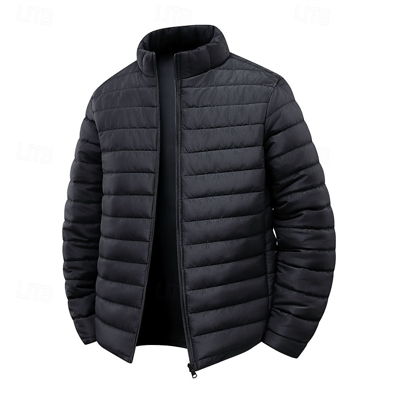 Per uomo Cappotto Invernale Giacca imbottita Tasca Poliestere Vacanza Abbigliamento quotidiano Data Regolare Moda Casual Confortevole Calore Termico Autunno Inverno Colore Solido / Tinta Unita Nero del 2026 a $39.99 –P11
