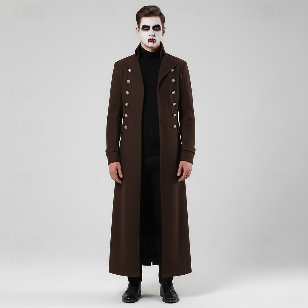Retrò Vintage Punk & Gotico Medievale Cappotto Trench Vampiro Costume Per uomo Halloween Carnevale Feste Casual Quotidiano Fiera Rinascimentale Adulti Cappotto del 2026 a $40.99 –P3