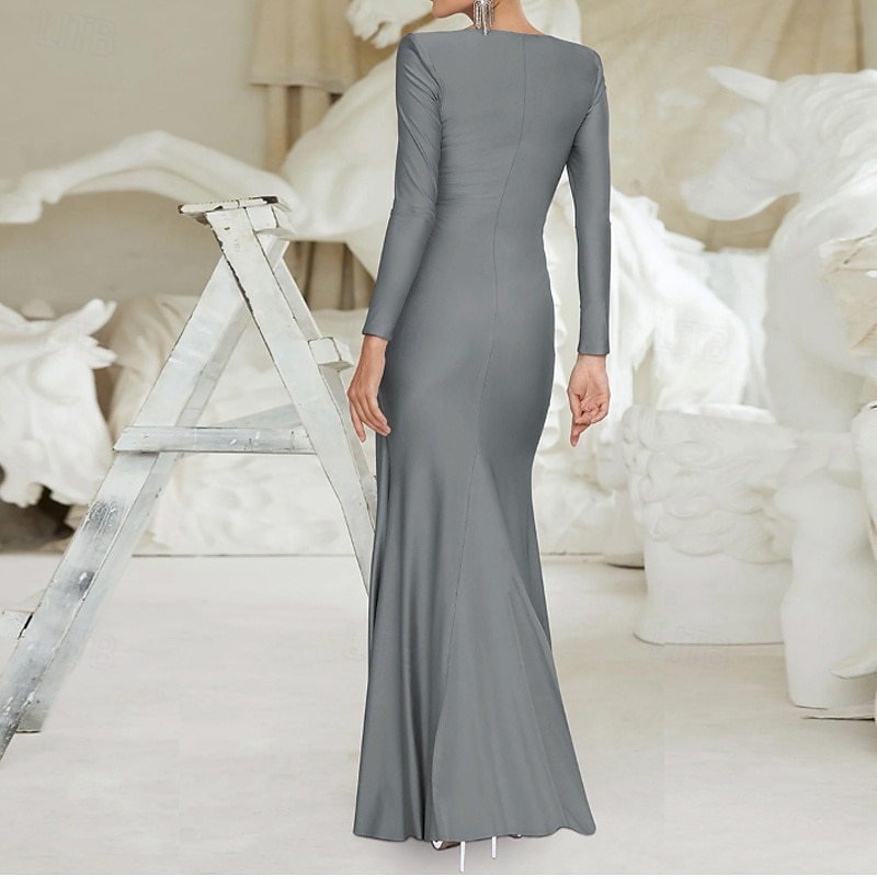 Femmes Robe Longue Maxi Robe Robe de Bal Robe de Soirée Robe en Satin Élégant Moderne Soirée Occasion Spéciale Coupe régulière Uni manche longue Col ras du cou Noir Rose Claire Rouge Bleu Roi Automne de 2025 ? $37.99 –P8