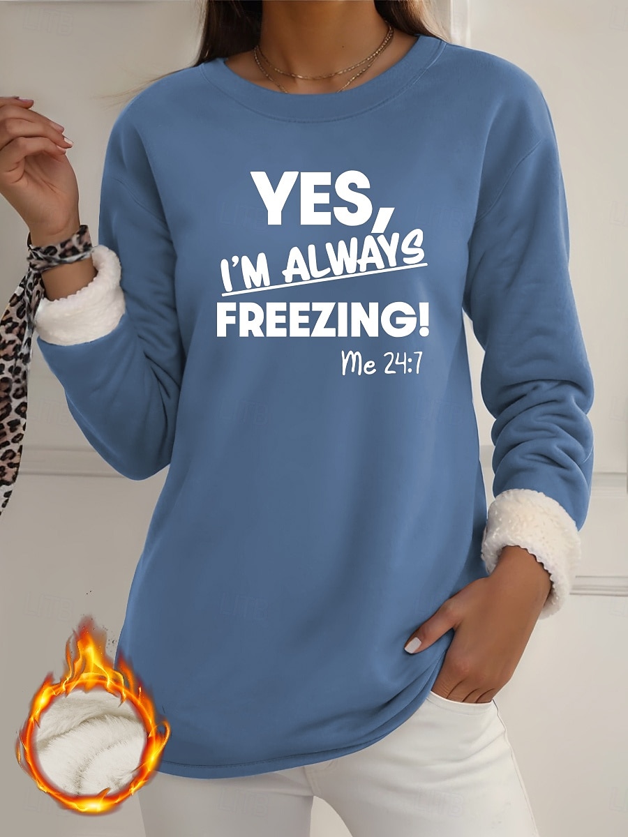 Damskie Bluza z podszewką z polaru, piżama Bluza z kapturem Pullover Bluzy Nadruk Litera Ciepłe Moda miejska Codzienny Długi rękaw Półgolf Zwykłe topy Codzienny Dom Na co dzień Niebieski Czarny 2026 - $27.99 –P6