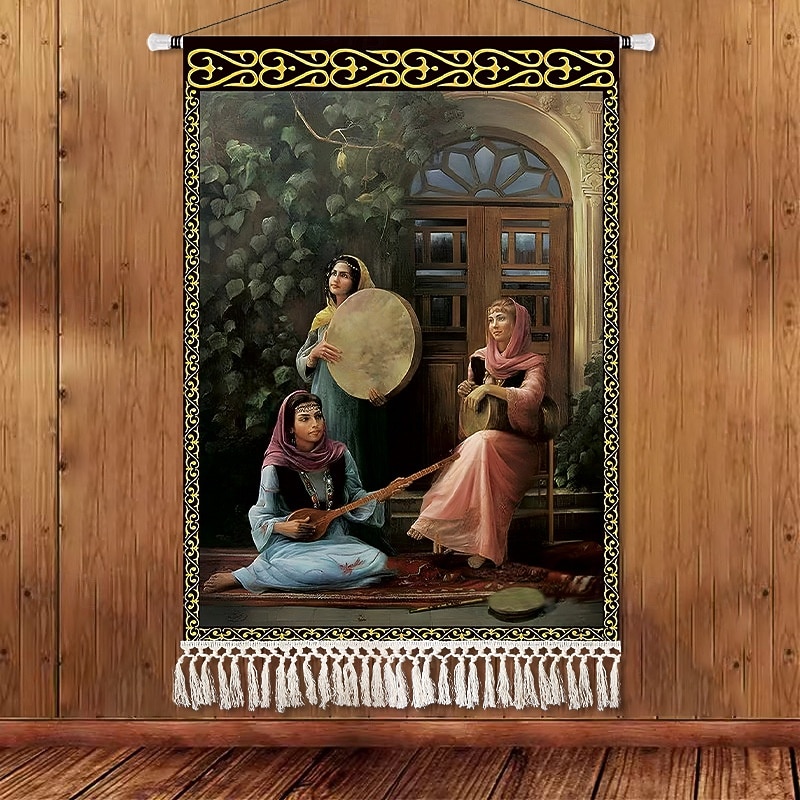 Skönhet Uyghur etnisk stil väggtapet konstnärlig bakgrundsdekoration boho hängande konst för sovrum vardagsrum eller café 2025 - $14.99 –P3