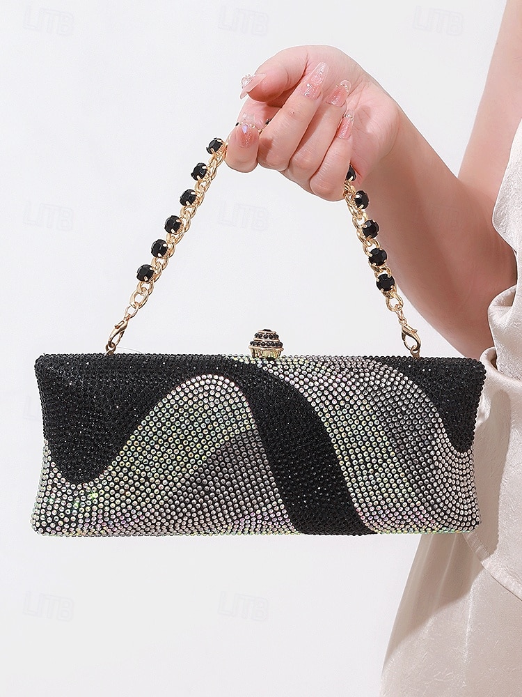 pochette da sera in cristallo da donna con tracolla a catena, borsa di lusso con strass in opzioni multicolore, elegante borsa per matrimoni, cocktail party ed eventi formali del 2026 a $46.99 –P11