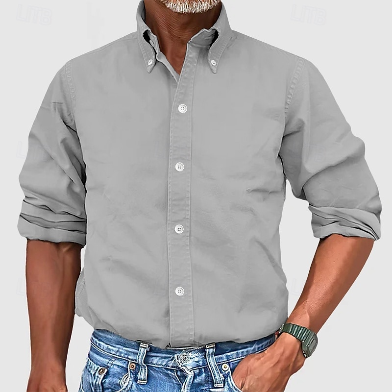 Herren Hemd Kleidhemd Durchgeknöpft Hemd Einfach Geschäft Täglich Schwarz Weiß Gelb Rosa Langarm Umlegekragen Sommer Frühling Bekleidung 2025 - $21.99 –P6