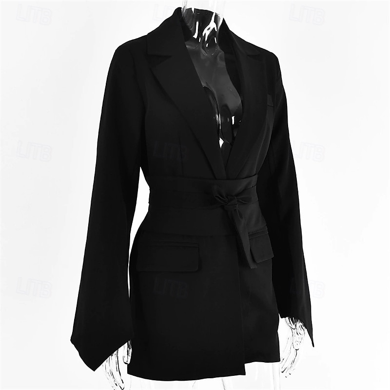 Damen Blazer Bequem Tasche Elegant Mode Outdoor Einfach Ausgehen Alltagstauglich Wochenende Strickjacke Regulär Revers Normale Passform Langarm Oberbekleidung Schwarz Weiß Blau Frühling Herbst 2026 - $32.99 –P7