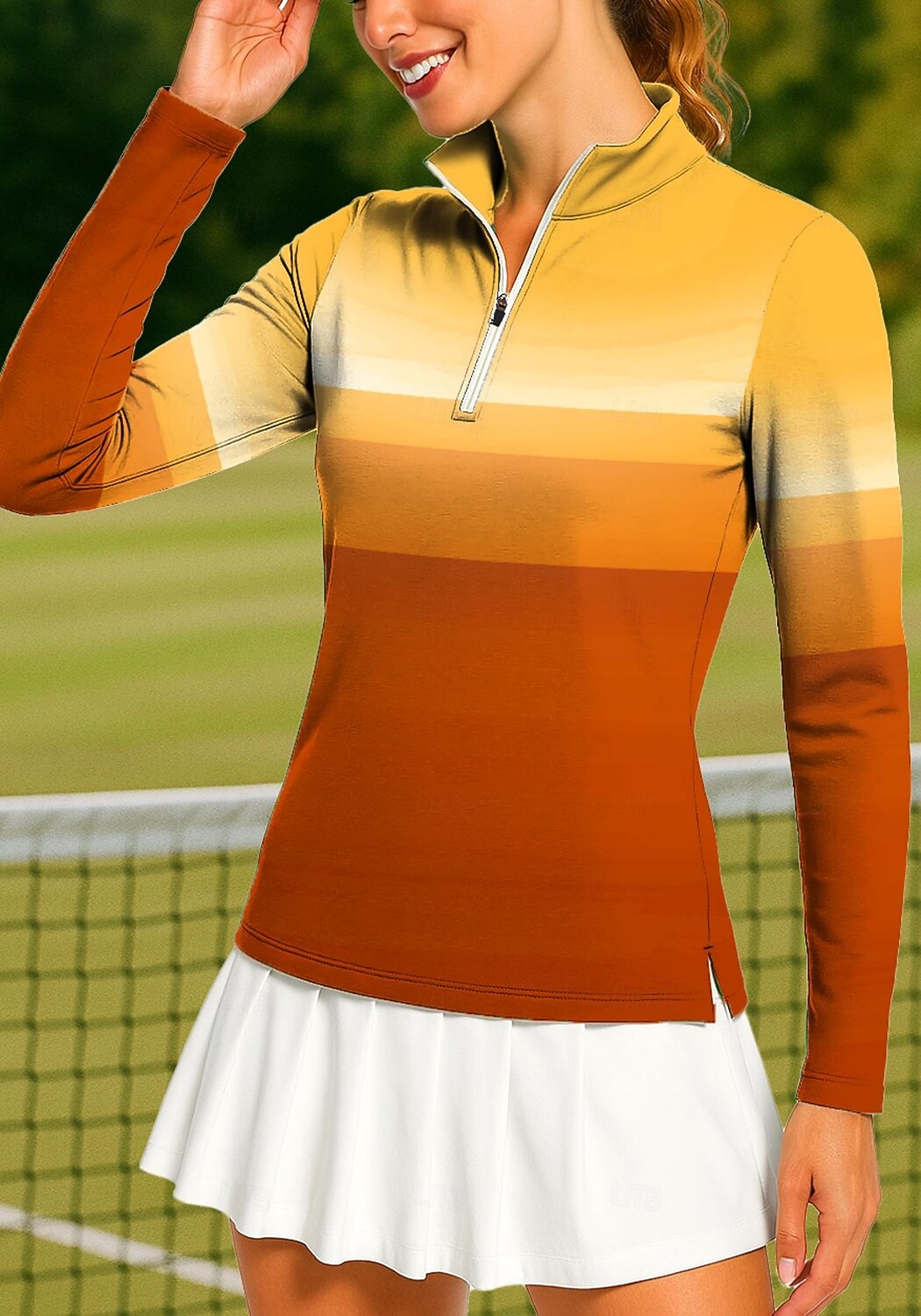 Dame Geometrisk Topper POLO T-skjorte Tennisskjorte Tennis-t-skjorte Langermet Trykt mønster Quarter Zip Pullover UV Beskyttelse Elastisk Pustende Volleyball Tennis Golf Høy krage Glidelåskrage 2026 - $25.99 –P8