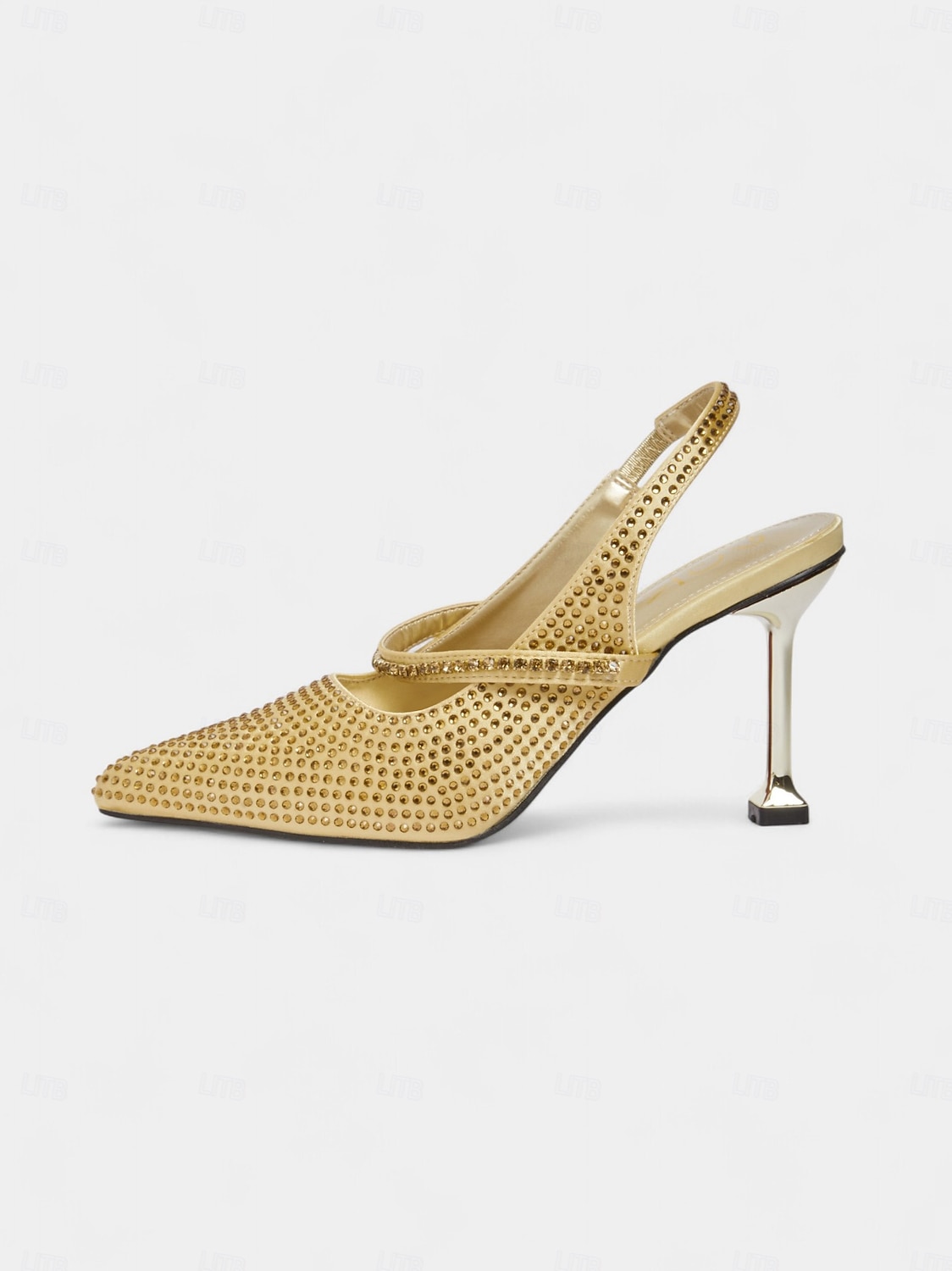női arany strasszos hegyes orrú magassarkú - csillogó, slingback participő éjszakai életbe és koktélpartikra 2025 - $34.99 –P1