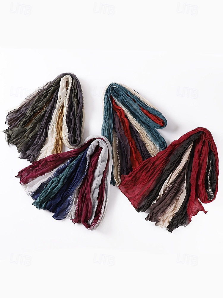 sciarpa plissettata multicolore da uomo: morbida ed elegante, perfetta per la moda invernale e come regalo di Natale del 2025 a $11.99 –P6
