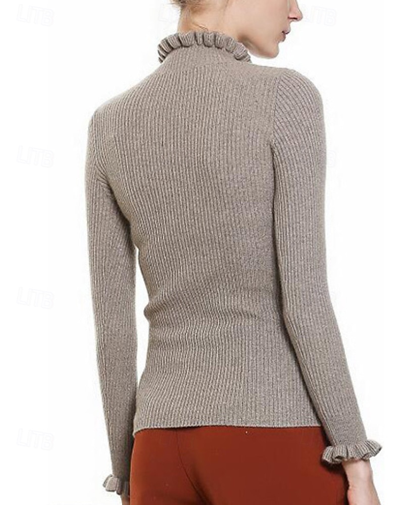 Pentru femei Pulover Plover Șic Stradă Casual Culoare solidă Guler Pe Gât Tricotat Manșon Lung Topuri obișnuite Tricotat Zilnic Ieșire Sfârșit de săptămână Negru Alb Toamnă Iarnă 2025 - $25.99 –P5