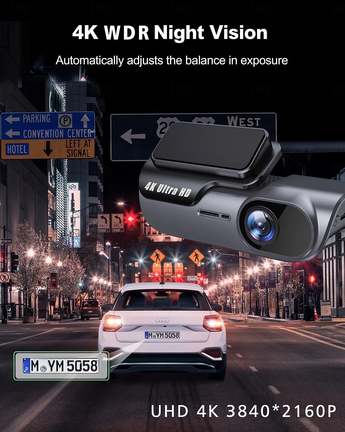 2160P Enregistrement automatique au démarrage DVR de voiture 170 Degrés Grand angle CMOS 4 pouce / Pas d'écran (sortie par APP) Dash Cam avec Vision Nocturne / Enregistrement en boucle / USB-Disk Non de 2025 ? $53.99 –P5