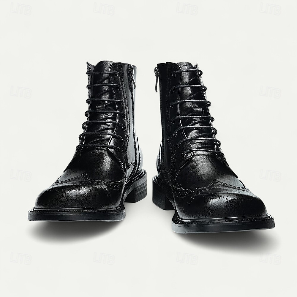 Pánské hnědé kotníkové boty s brogue vzorem, klasický design s křídlovým hrotem, robustní outdoorové pracovní boty pro volný čas v podnikání, cestování a každodenní nošení 2025 - $129.99 –P2