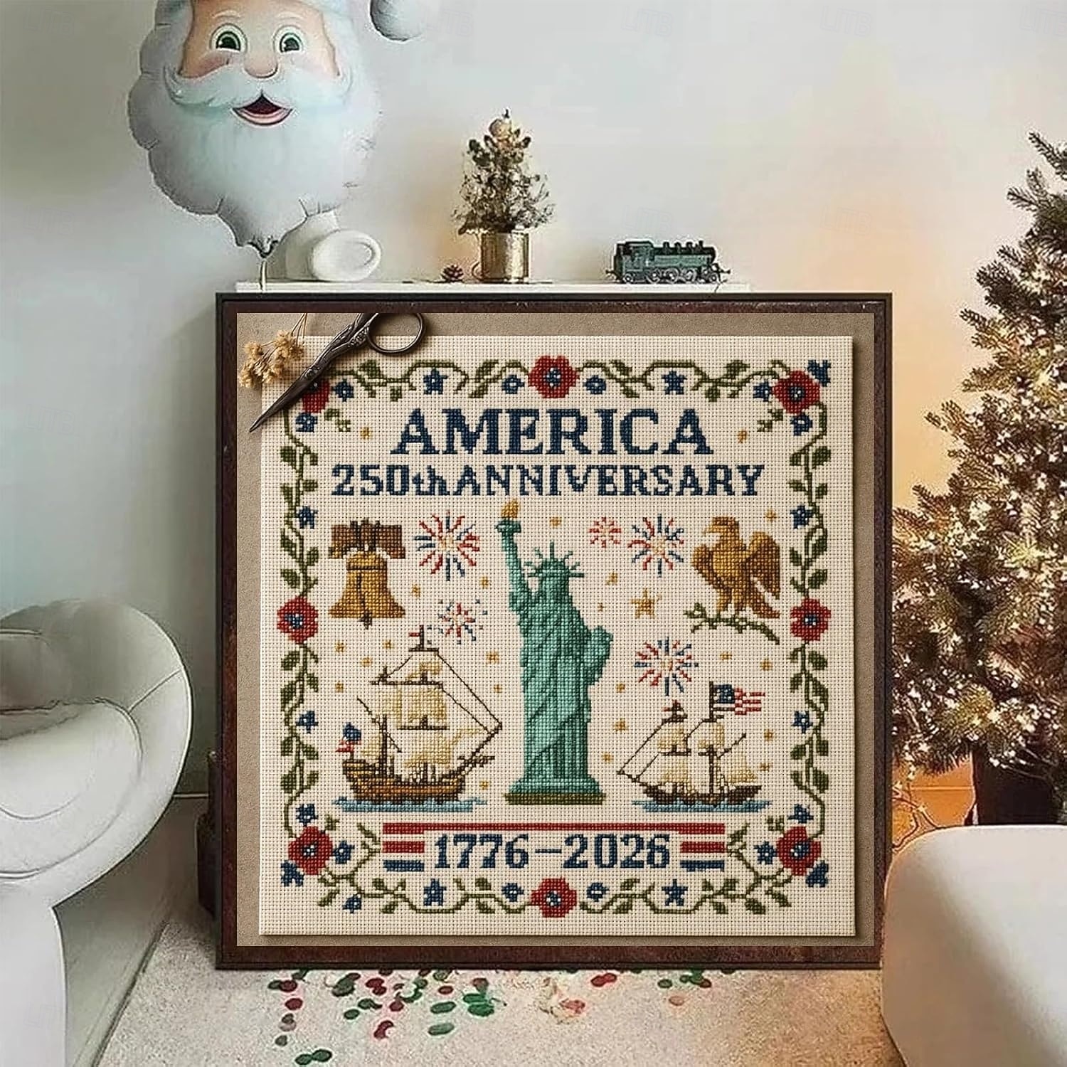 US 250th Anniversary Cross Stitch Kit Personalized Patriotic Cross Stitch Kits Commemorative Embroidery for Beginners Stamped and Counted Style Gifts for Veterans Military Fans 2025 - $10.99 –P8