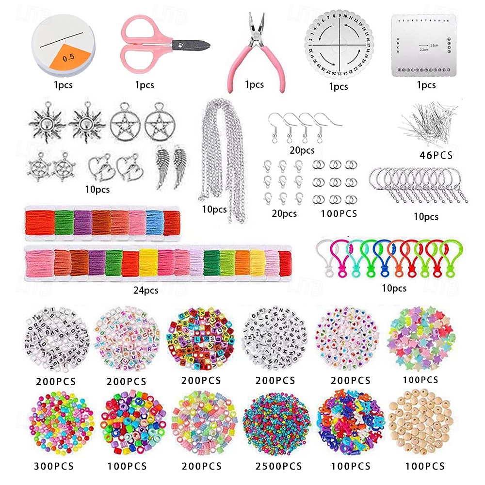 2026年 4655個のクレイビーズブレスレット作成キット収納ボックス付き、友情ジュエリー作り用のフラットプリプリービーズ、チャームが付いたポリマーヘイシービーズ10代の女の子向けのクラフト8〜12歳クリスマスギフト  コレクション – $52.99 –P13