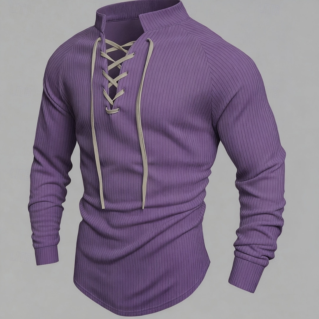 Per uomo Maglietta Maglietta a Maglia a Coste Camicia a Maniche Lunghe Manica Lunga Collo alla coreana Primavera Autunno Inverno Semplice Striscia di Fossa Moda Designer Essenziale Coulisse Lavoro a del 2025 a $25.99 –P1
