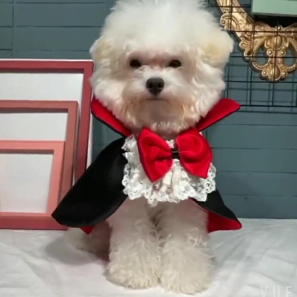 Costum de pelerină de Halloween pentru animale de companie - design de vampir roșu și negru cu bretele reglabile, îmbrăcăminte pentru toate anotimpurile pentru câini și pisici de talie mică/medie/mare, pentru petreceri de Halloween și evenimente tematice, 2025 - $15.49 –P5