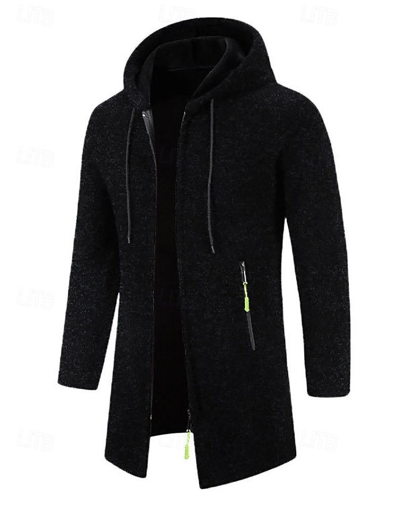 Férfi Felöltő Ballonkabát Hosszú Trench kabát Vakáció Napi Tavasz Tél Poliészter Szélbiztos Melegen tartani Felsőruházat Ruházat Divat Klasszikus Sima Zseb Kapucni Cipzár 2026 - $27.99 –P16