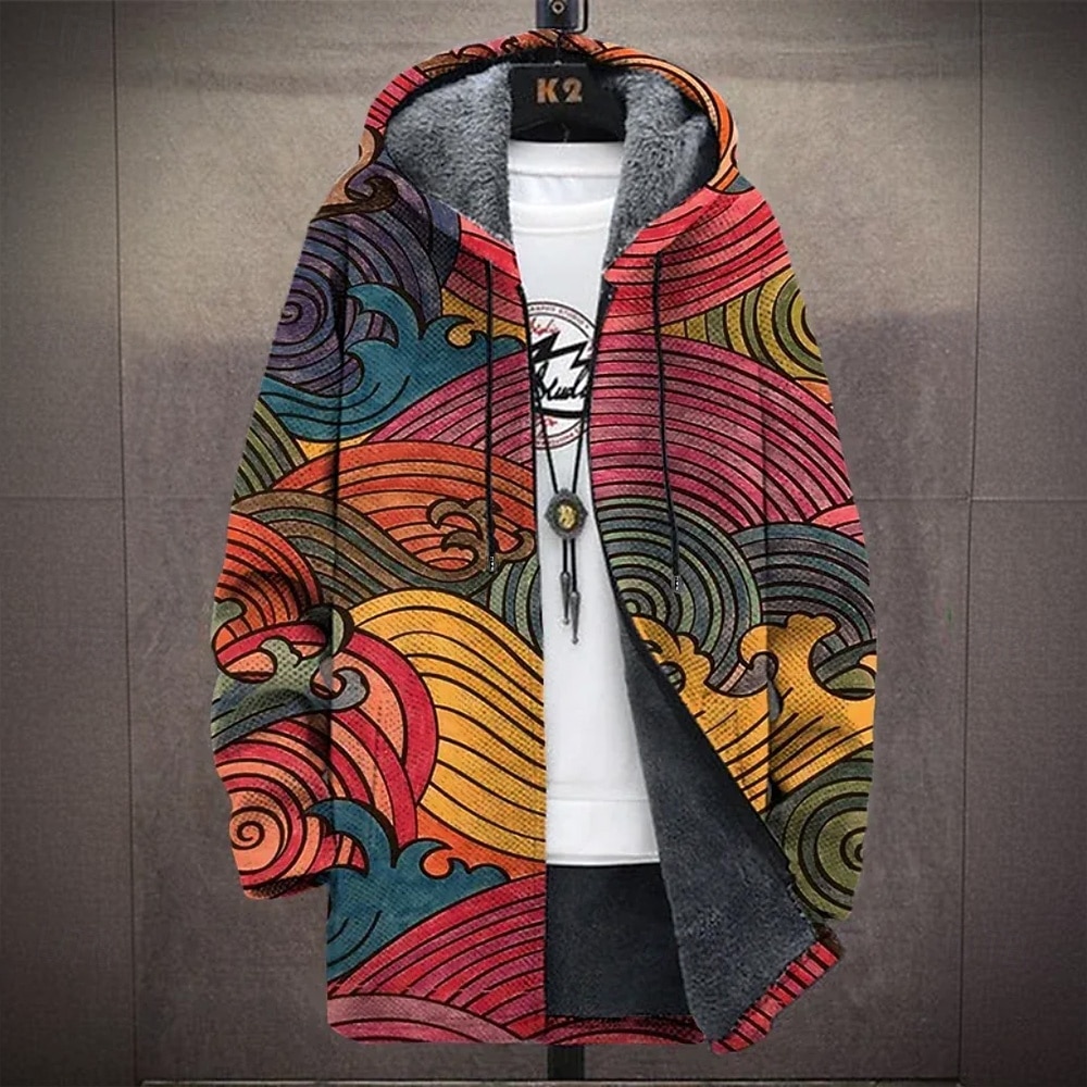 Per uomo Grafico Cappotto Invernale Giacca in Pile Cappotto Calore Termico Confortevole Casual Casuale Abbigliamento quotidiano Cerniera Tasca Stampa 3D Autunno Inverno Con Cappuccio Manica Lunga del 2026 a $56.99 –P1